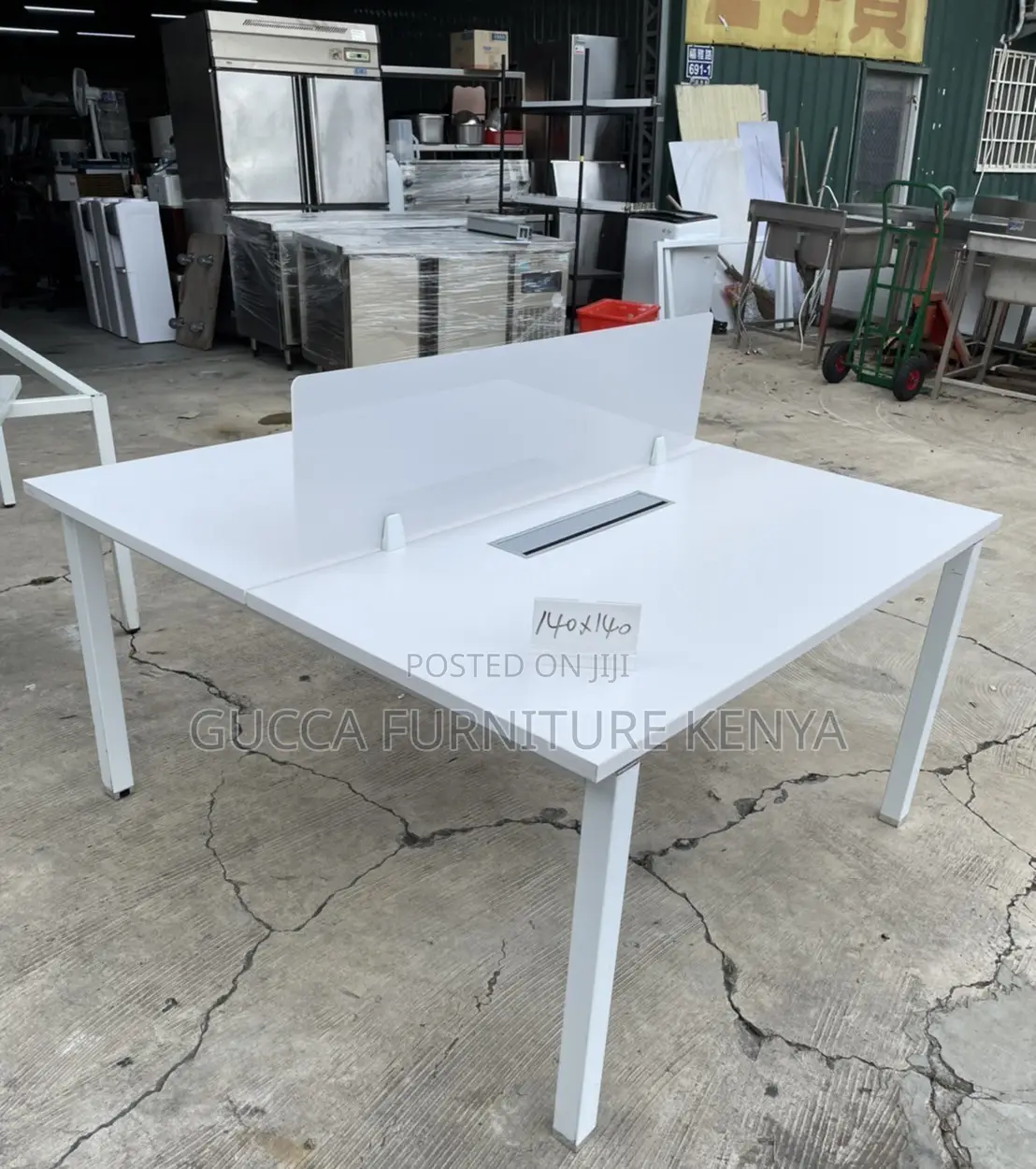 Office Desk:120cm White Two-Person Sitting Office Desk