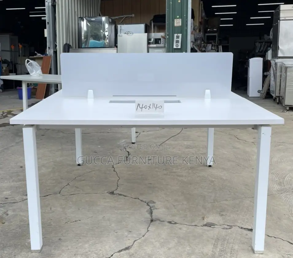 Office Desk:120cm White Two-Person Sitting Office Desk