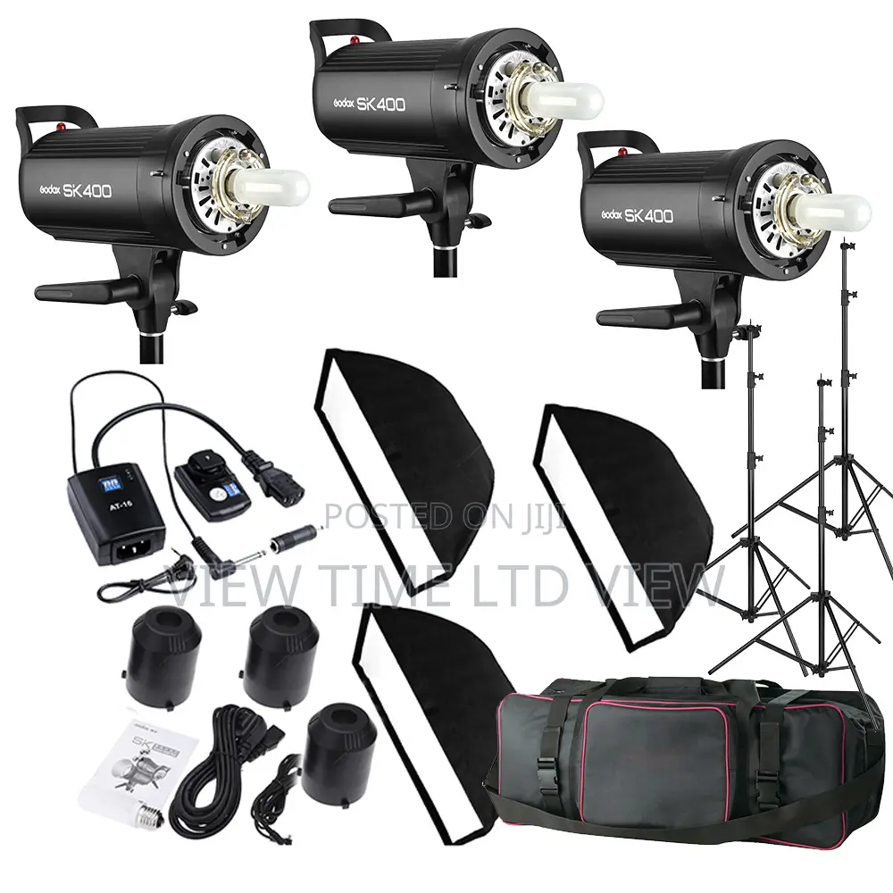 Godox Sk400ii Studio Flash 3 Strobe Photography Light Kit