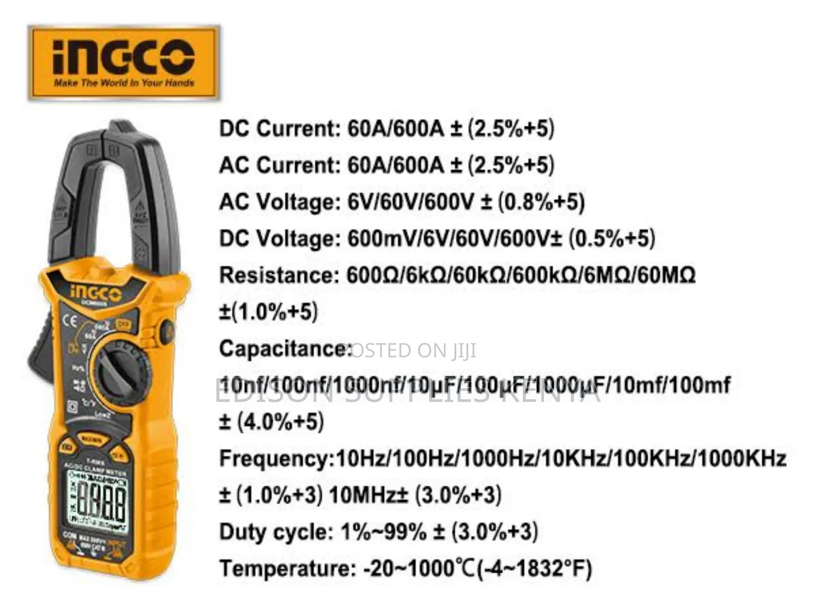 Ingco Digital Clamp Meter Dc/Ac 600amps 600v Dcm6005