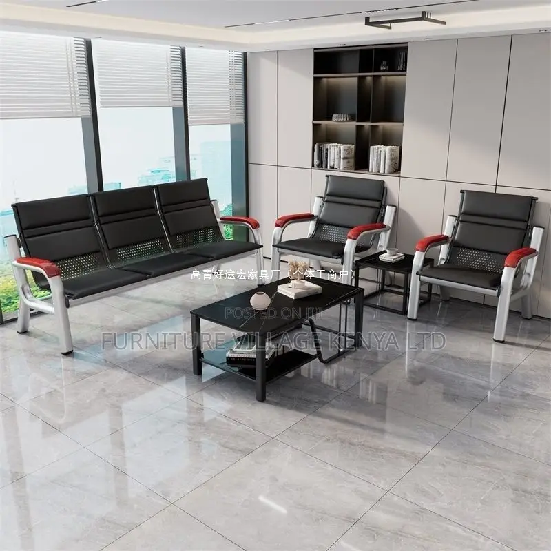 Office Sofa: 5-Seater Waiting Room Sofa Set-Steel Frame
