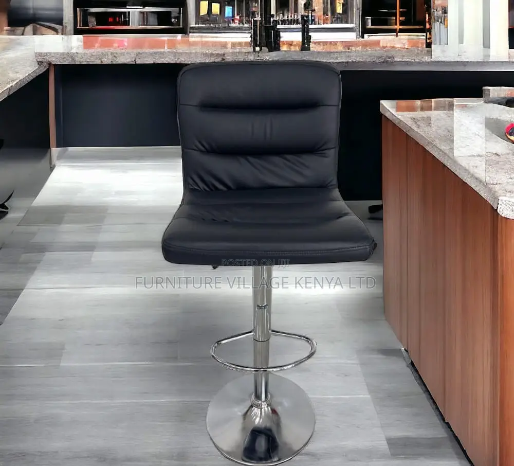Office Stool: Office Sleek Black Tall Leather Seating Stool