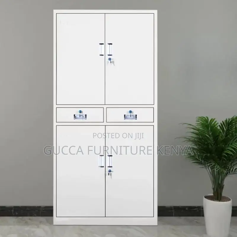 Office Cabinet:Metallic Modern Storage Unit Lockable 4-Door
