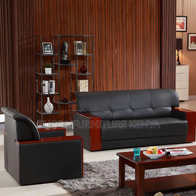 Office Sofa:5-Seater Stylish Timber-Framed Modular Sofa Set