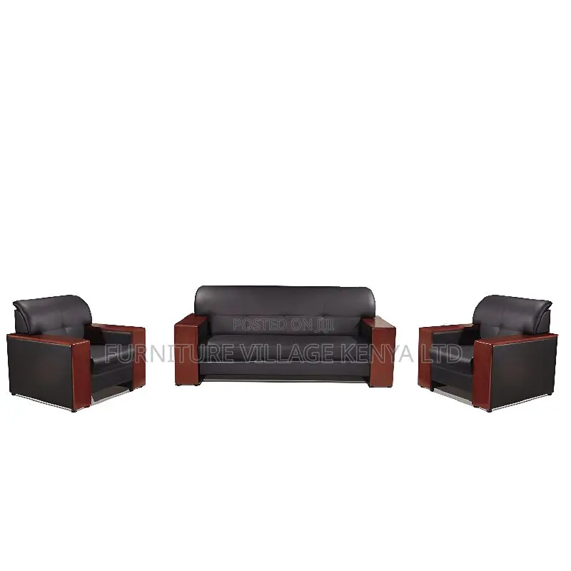 Office Sofa:Elegant Wood-Framed 5-Seat Modular Sofa System