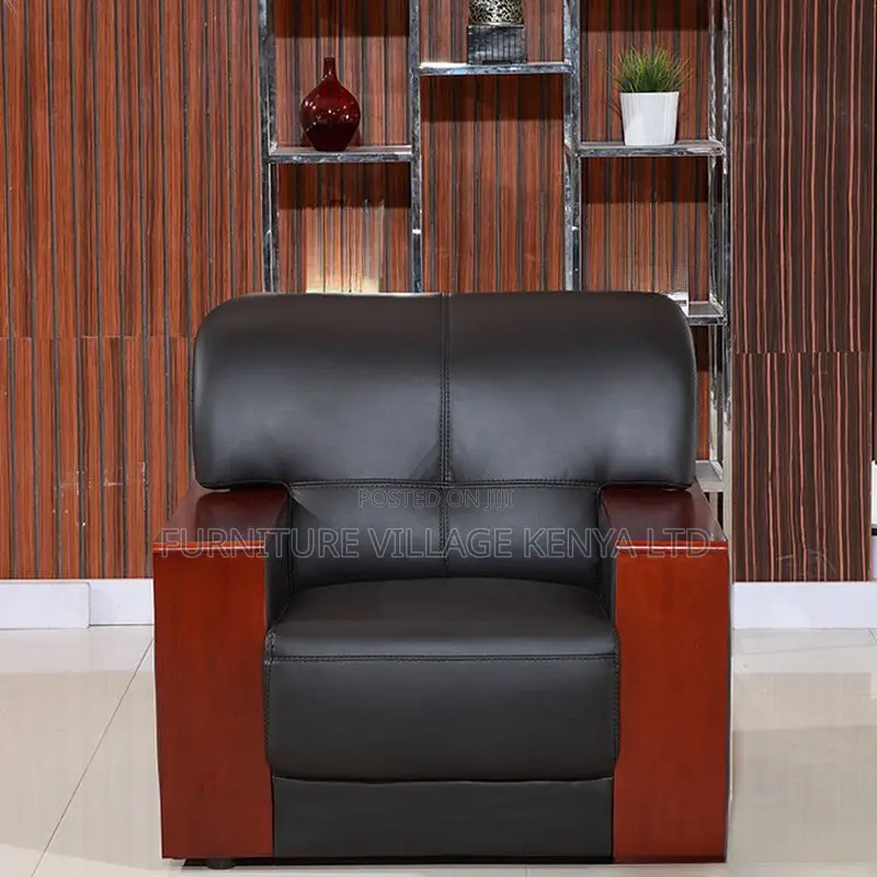 Office Sofa:Elegant Wood-Framed 5-Seat Modular Sofa System