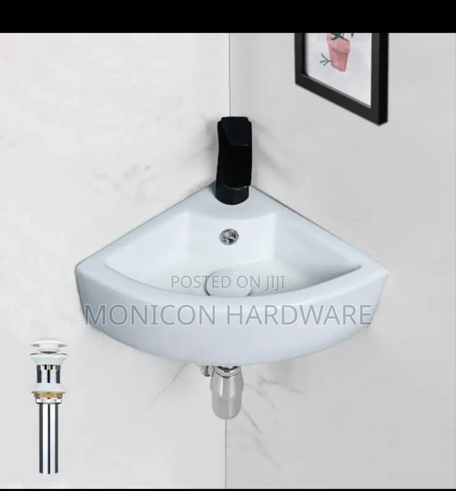 Corner Sink and Black Matt Mixer Tap
