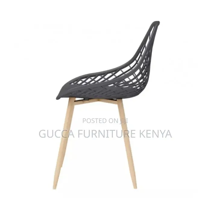 Dining Chair: Plastic Back Coffee Chair With Wood Iron Leg