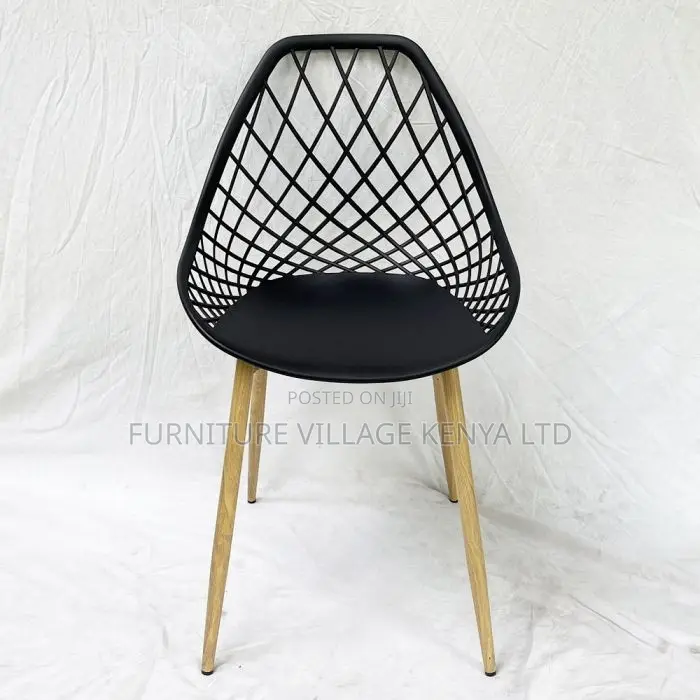 Office Chair: Plastic Back Armchair With Wooden Base