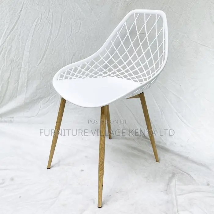 Office Chair: Plastic Back Armchair With Wooden Base