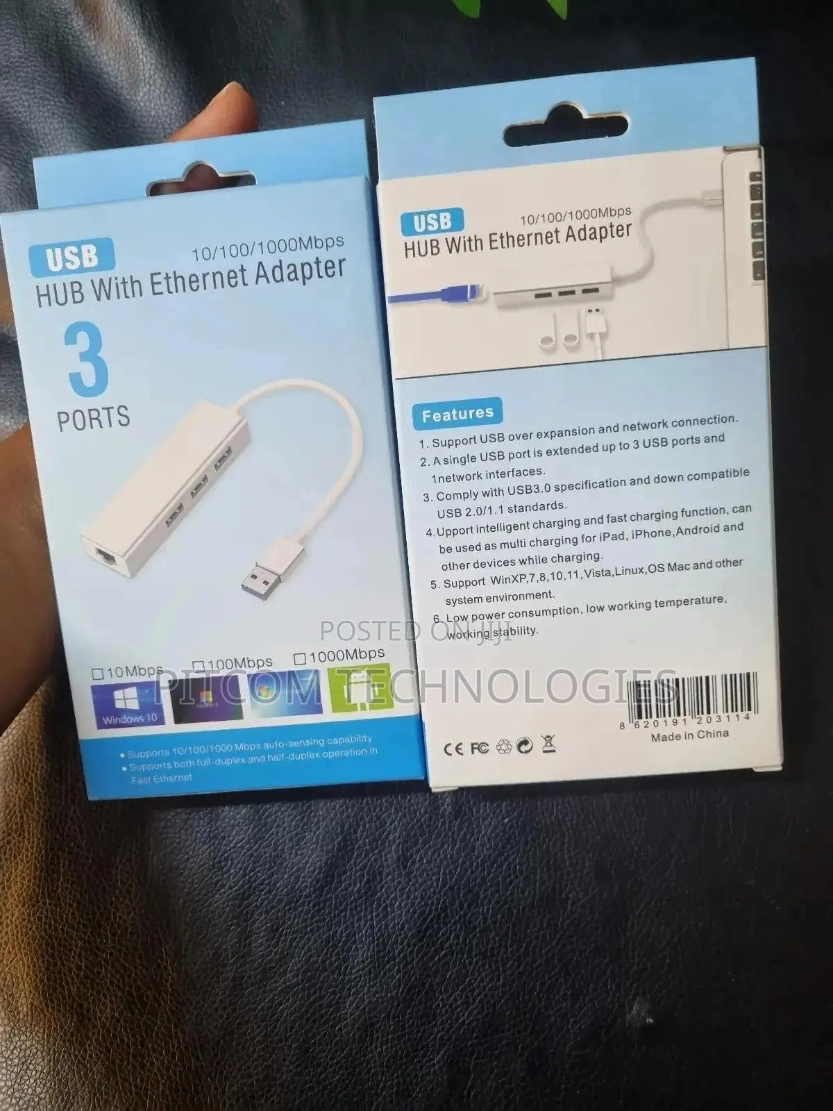 Usb Hub With Ethernet Adapter 3 Ports