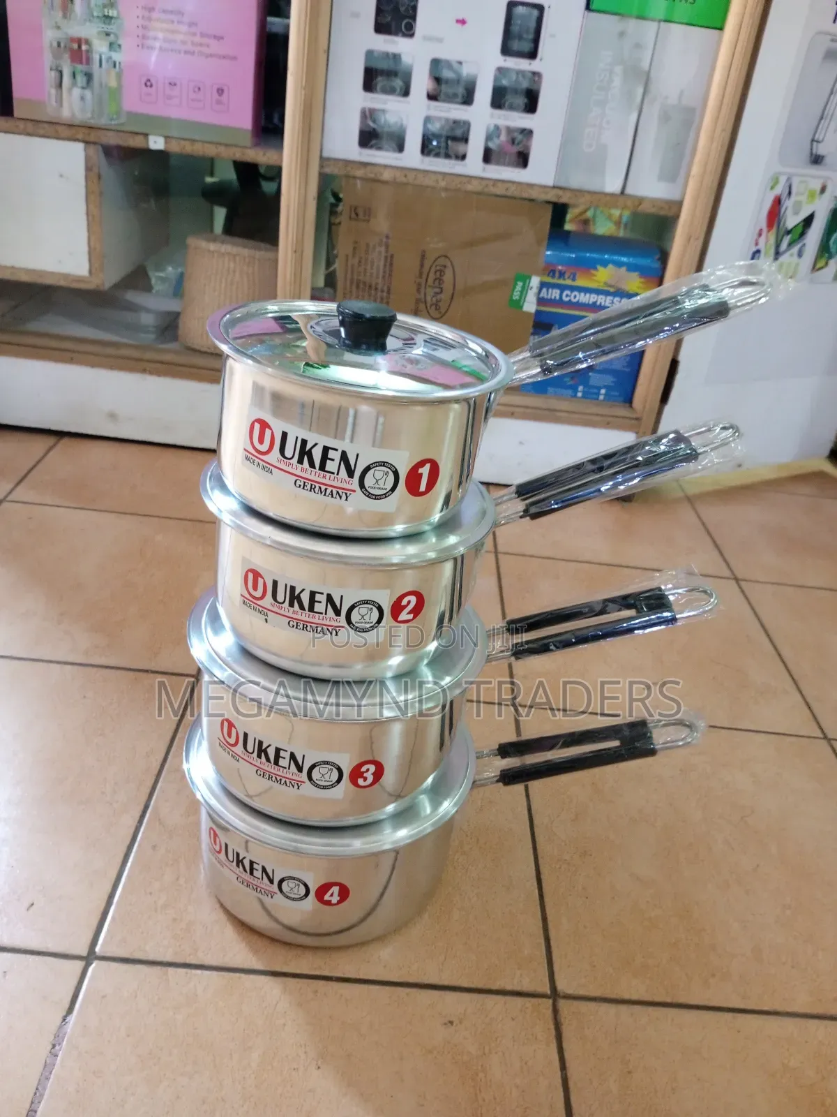 4pc Aluminium Sufuria With Handles + 4pc Lids