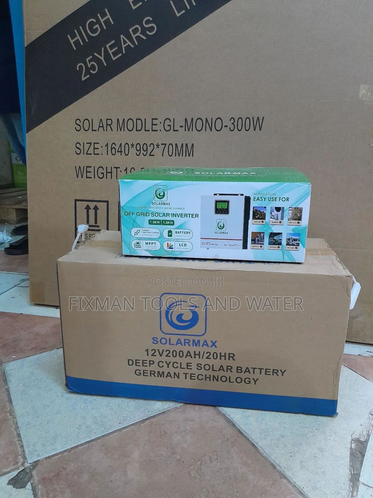 Full Solar System Hybrid 1kva 2 Solar 300w Battery 200ah