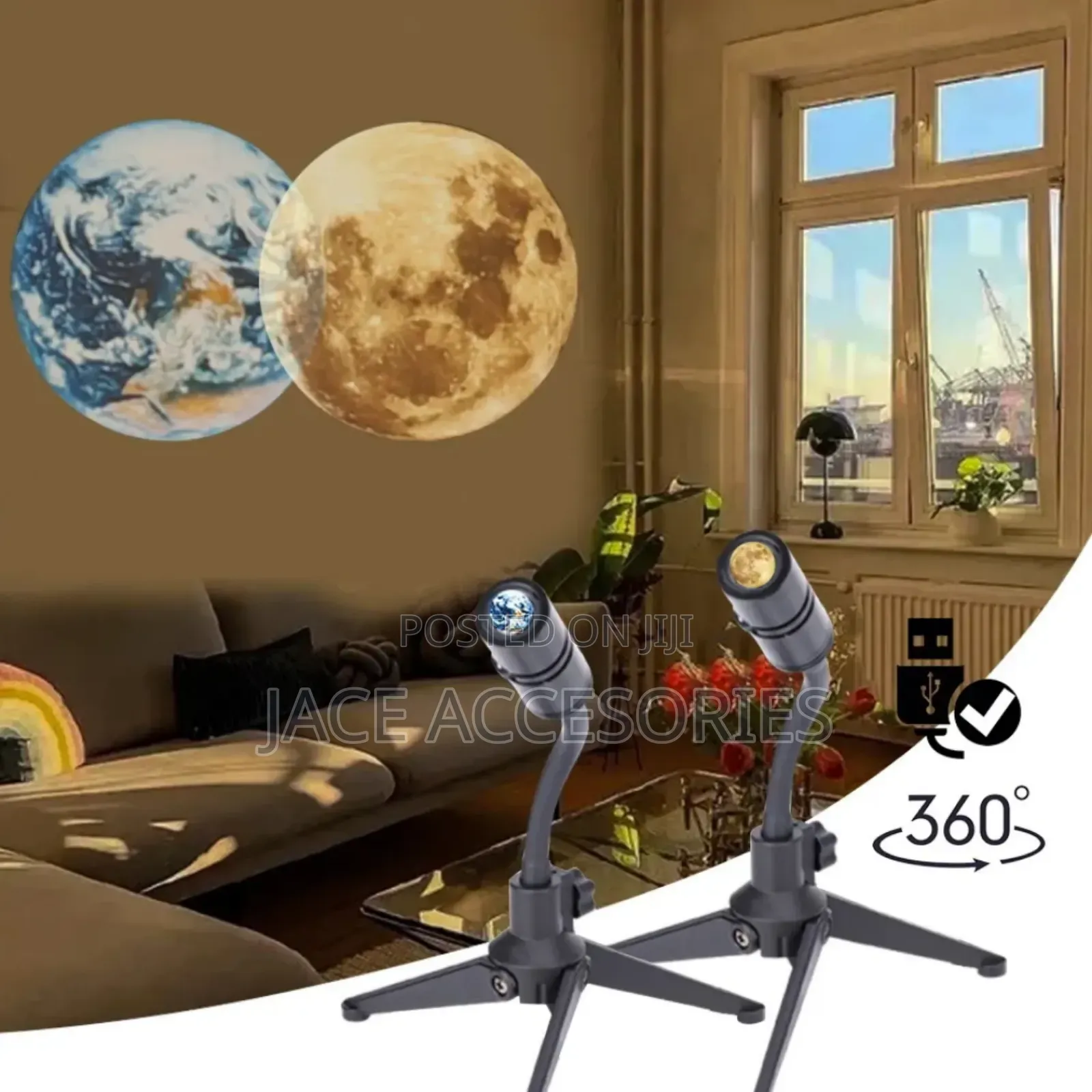 2 In 1 Earth Moon Projection Lamp