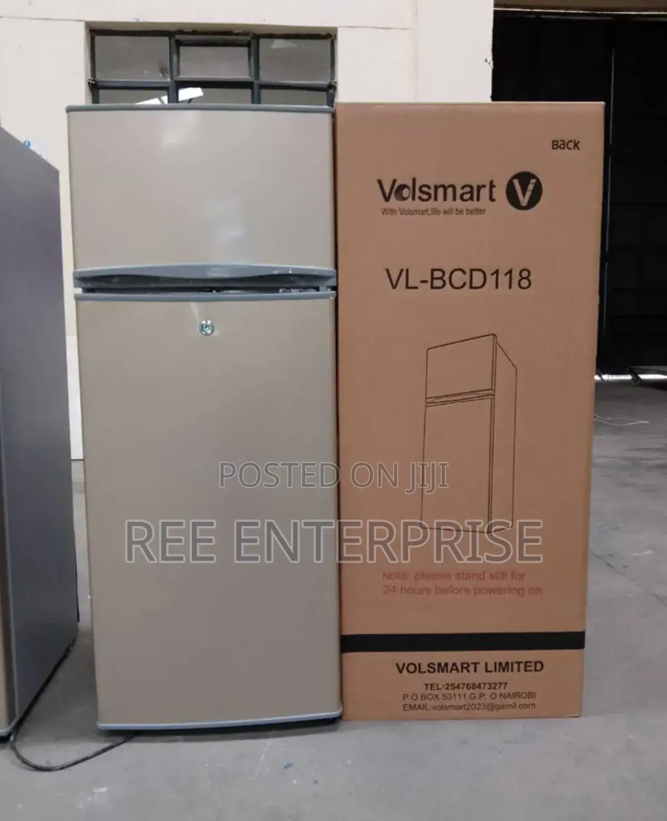 Silver Volsmart 118 Litres Double Door Refrigerator