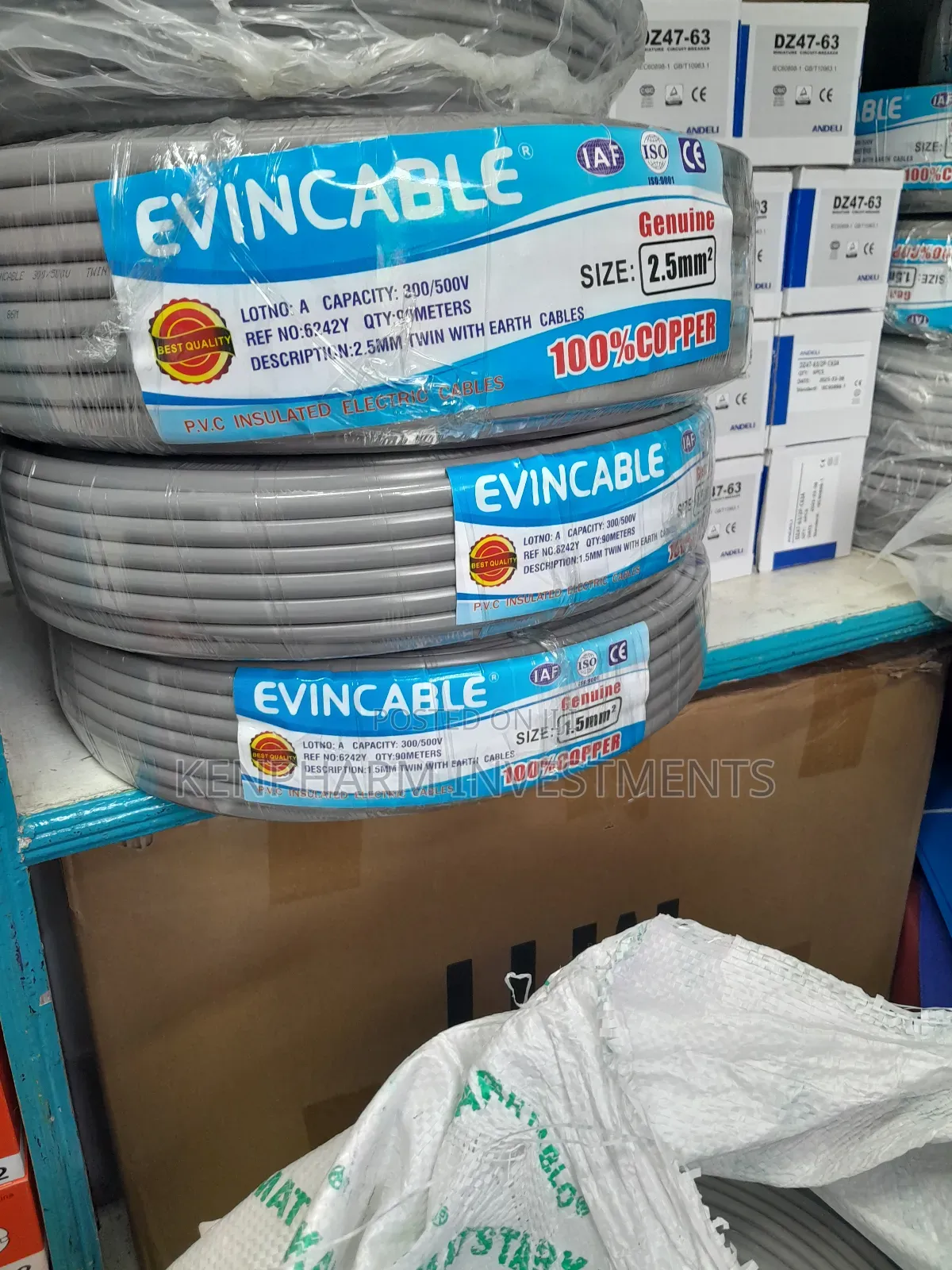 Evin Cable 2.5mm ; 90 Meters Twin With Earth Cable; Evn001