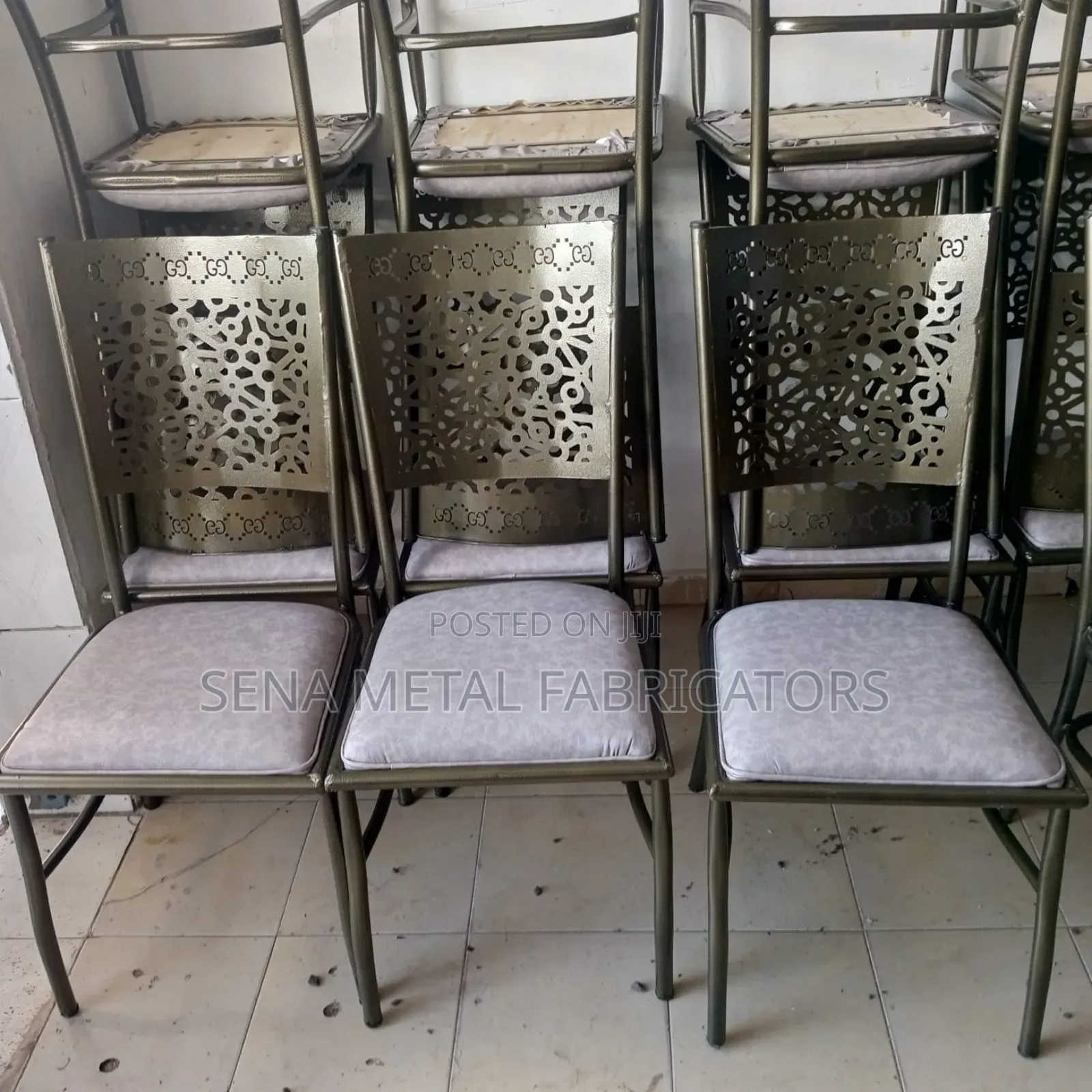 Restaurant Chairs With Grey Leather Faux Seating