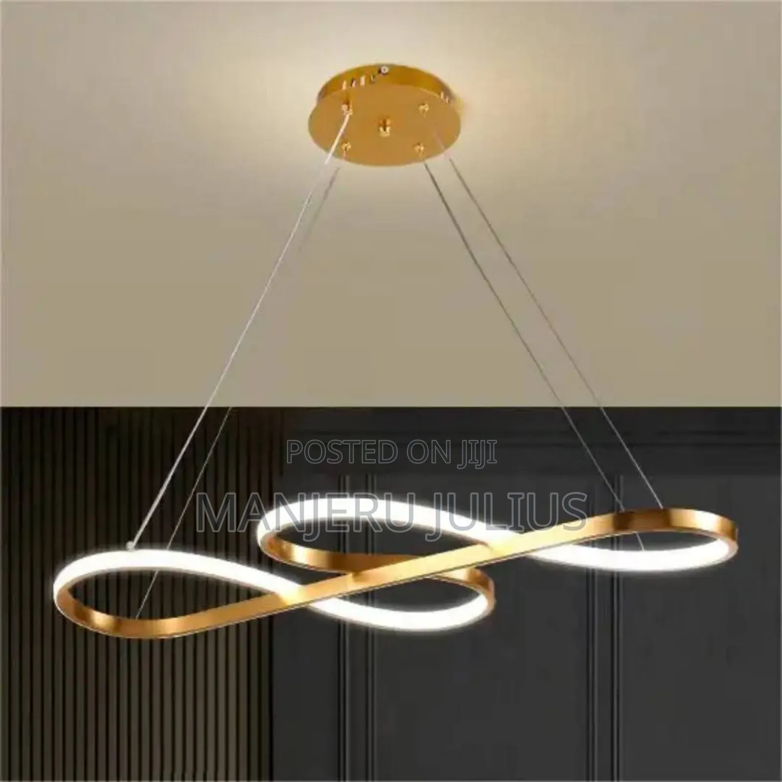 Sleek Twist Gold Chandelier