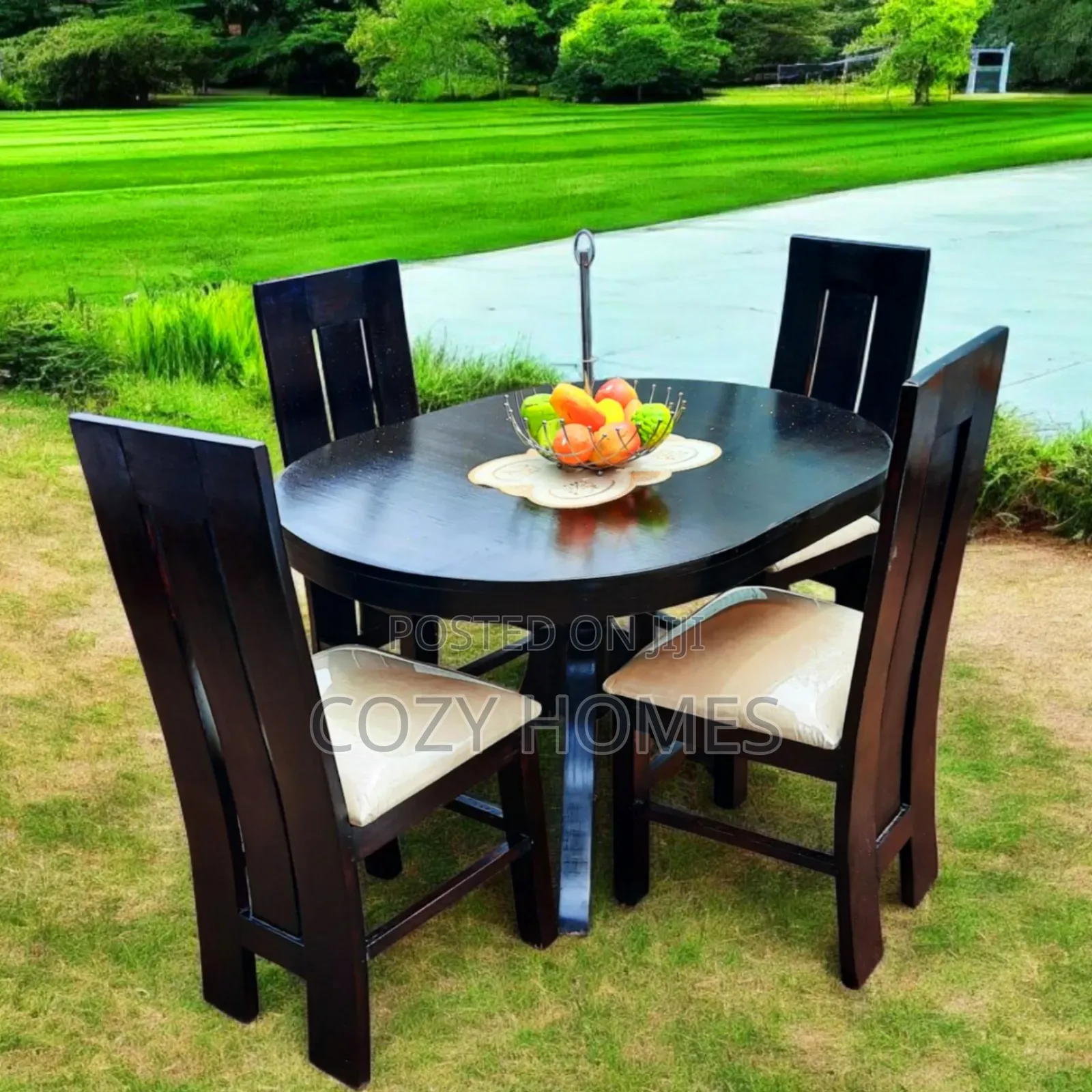 Dining Set, a Lux, Oval 4 Seater Dining Set. Black