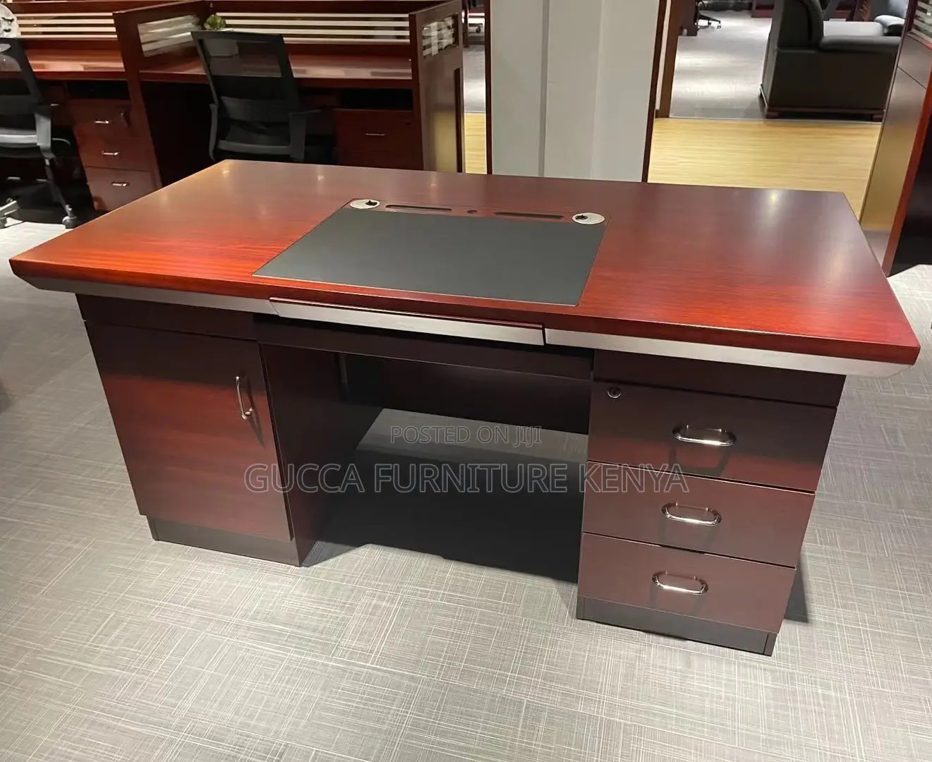 Office Desk:140cm Solid Corporate Desk With Built-in Cabinet