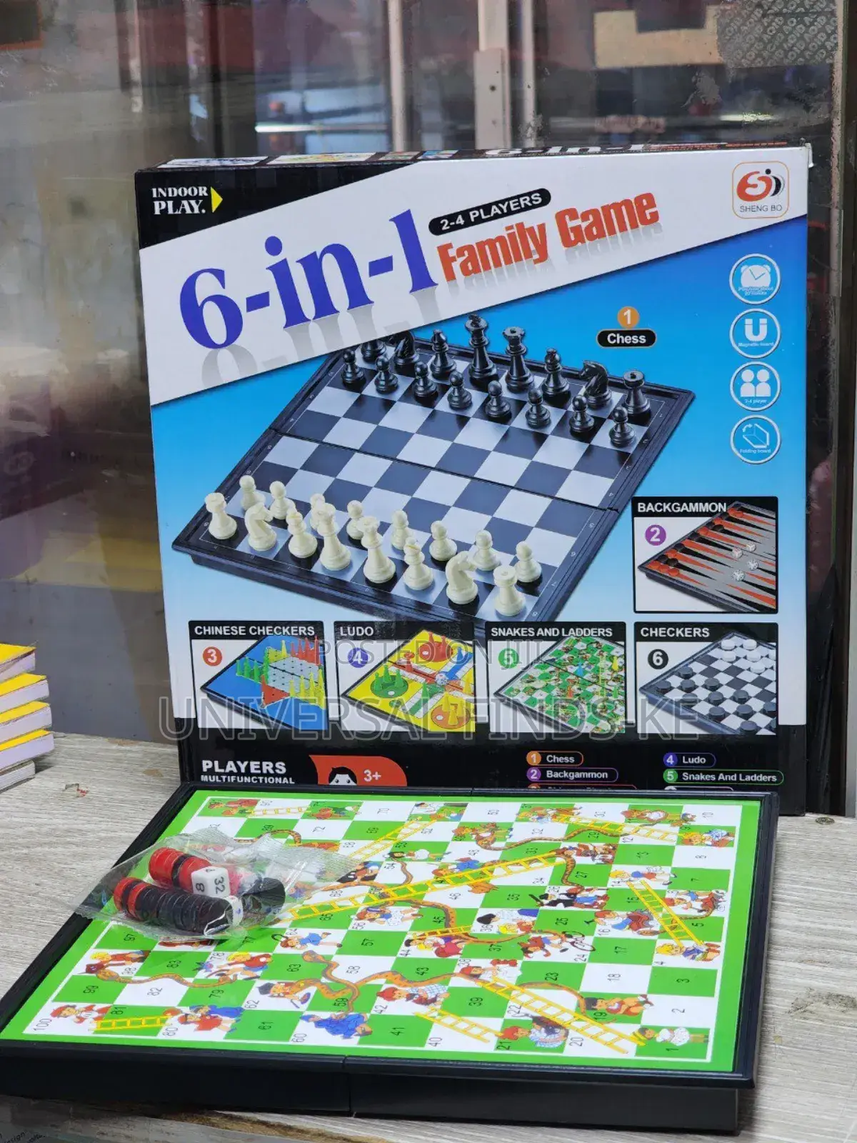 6in1 Board Game Chess,Checkers,Ludo, Backgammon ,Snake 