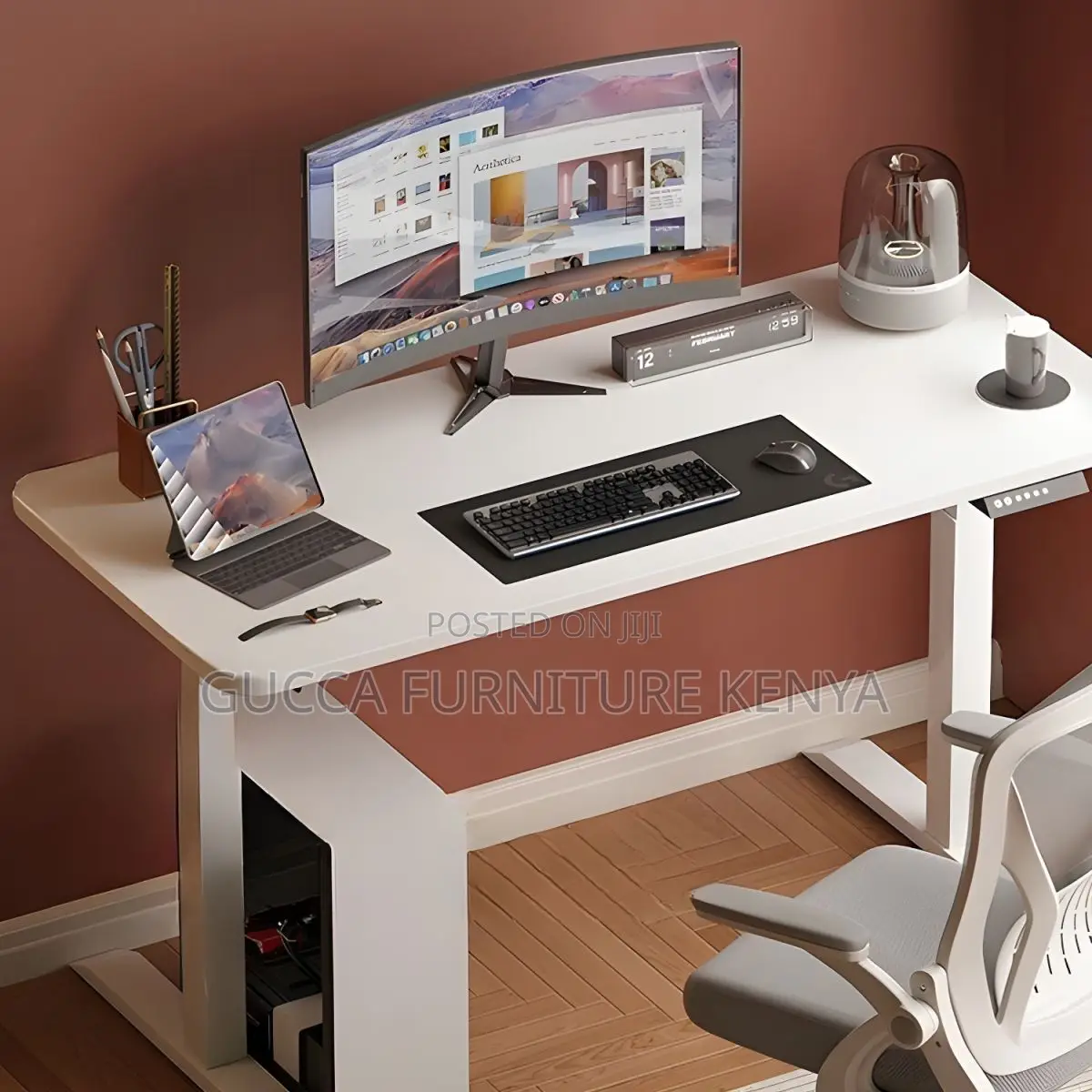 Office Desks:120cm Ergonomic Sitstand Desk With T-leg Design