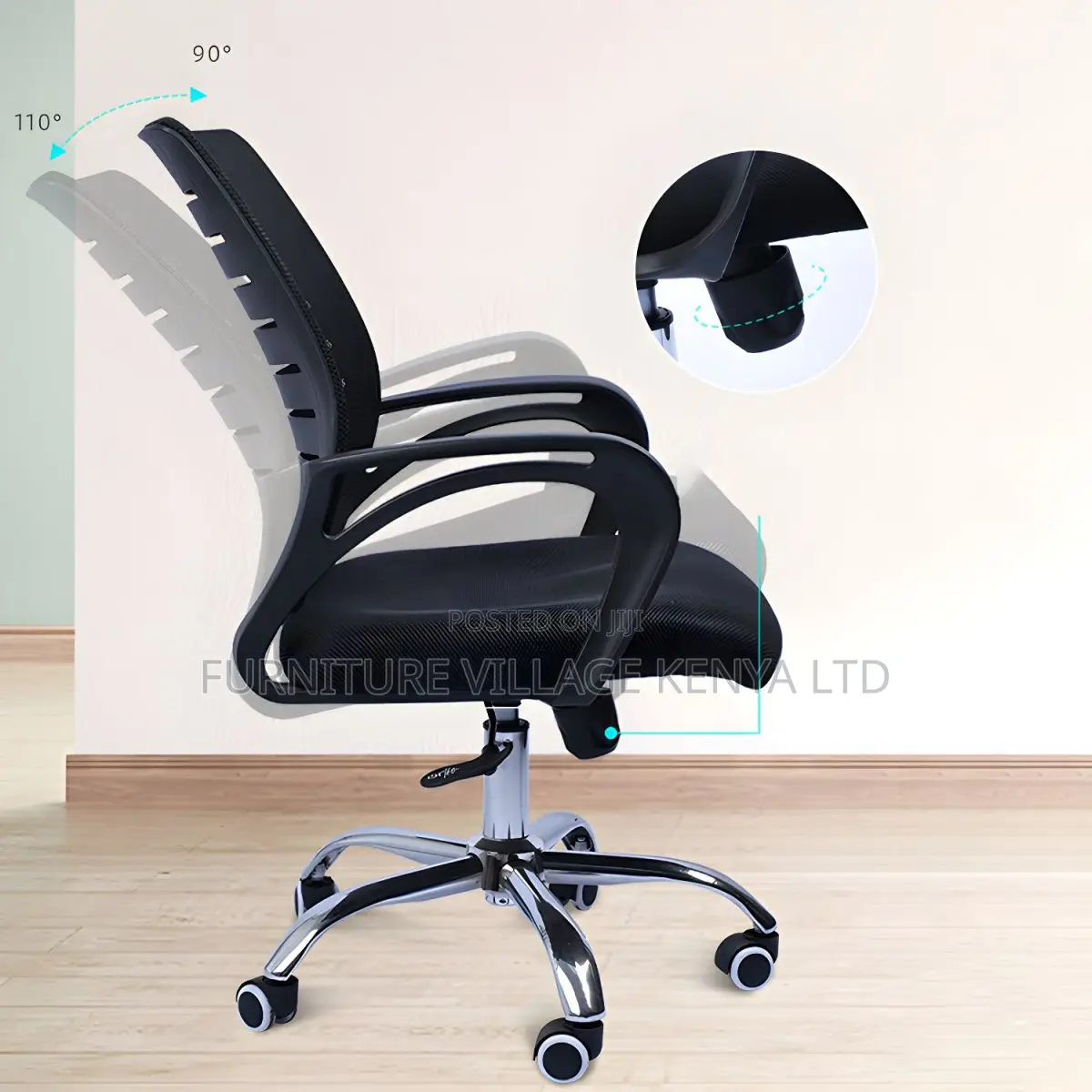 Office Chair:Strong Mesh Stylish Fixed-Arm Work Chair