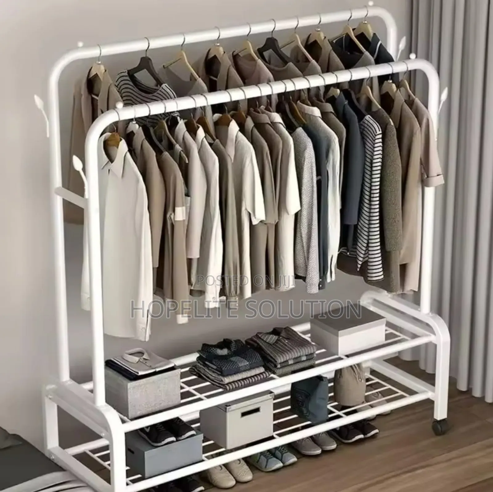 Double Pole Clothes Hanging With Wheels