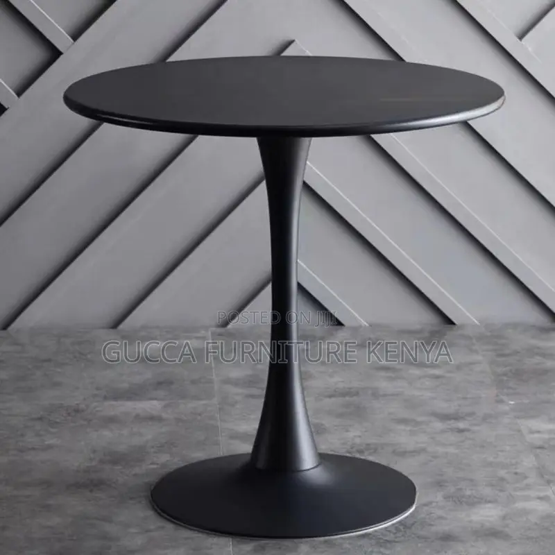 Dining Table:Marble-Top Round Dining Table With Column Base