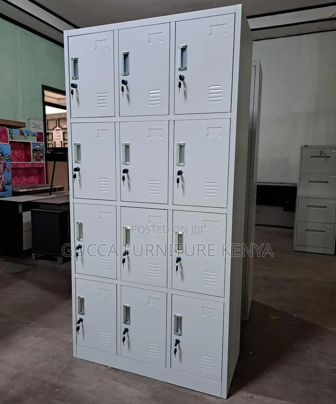 Cabinets:12-Door Locker Secure Cabinet for Office Home