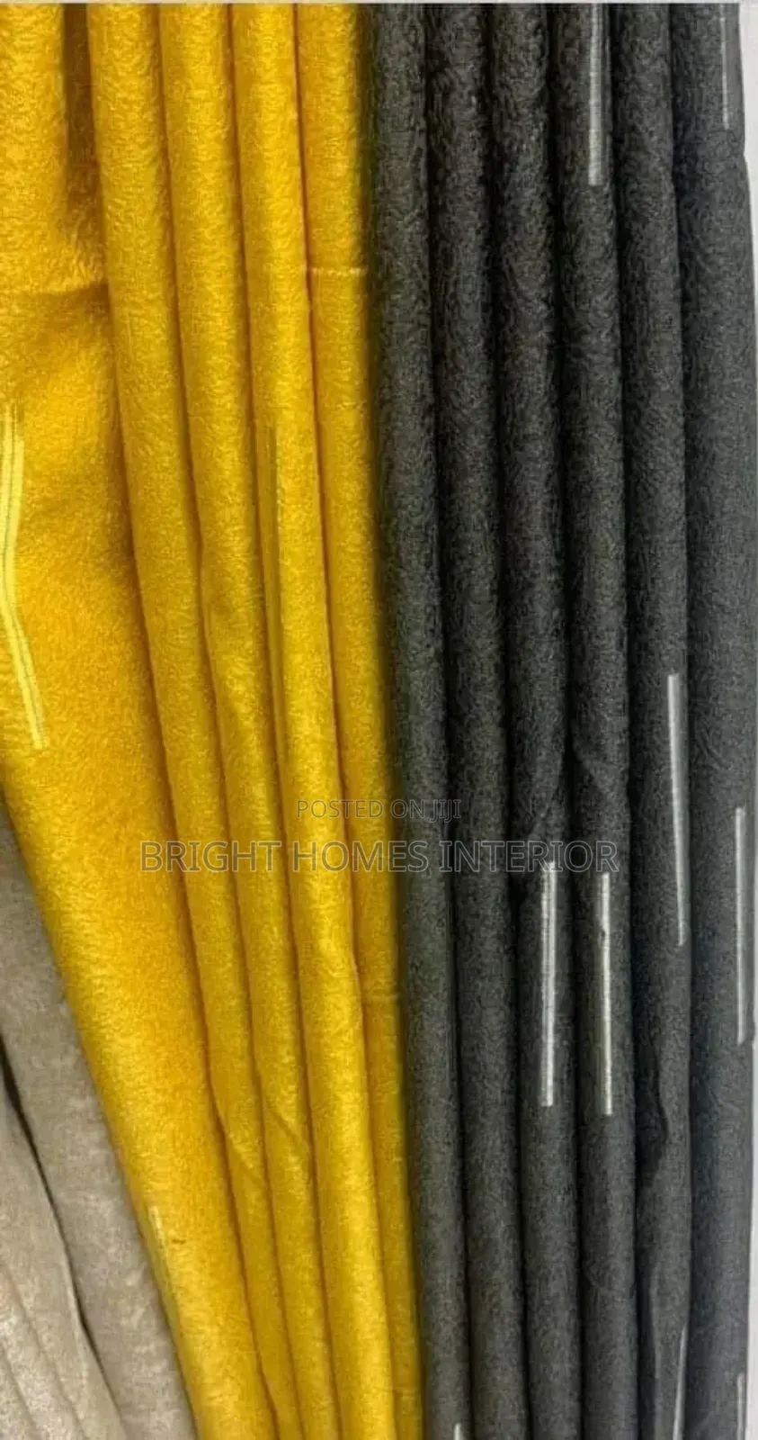 Striped Curtains Dark Grey and Mastered Yellow