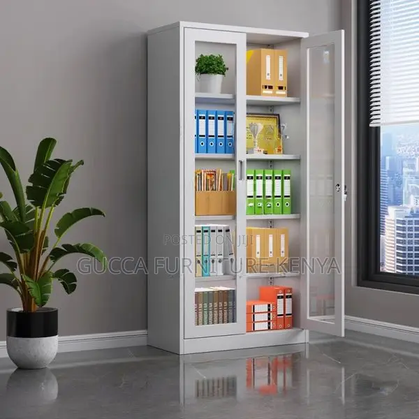 Cabinets:2-Door Open Front Storage Cabinet in White Color