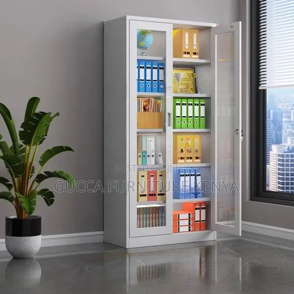 Cabinets:2-Door Open Front Storage Cabinet in White Color
