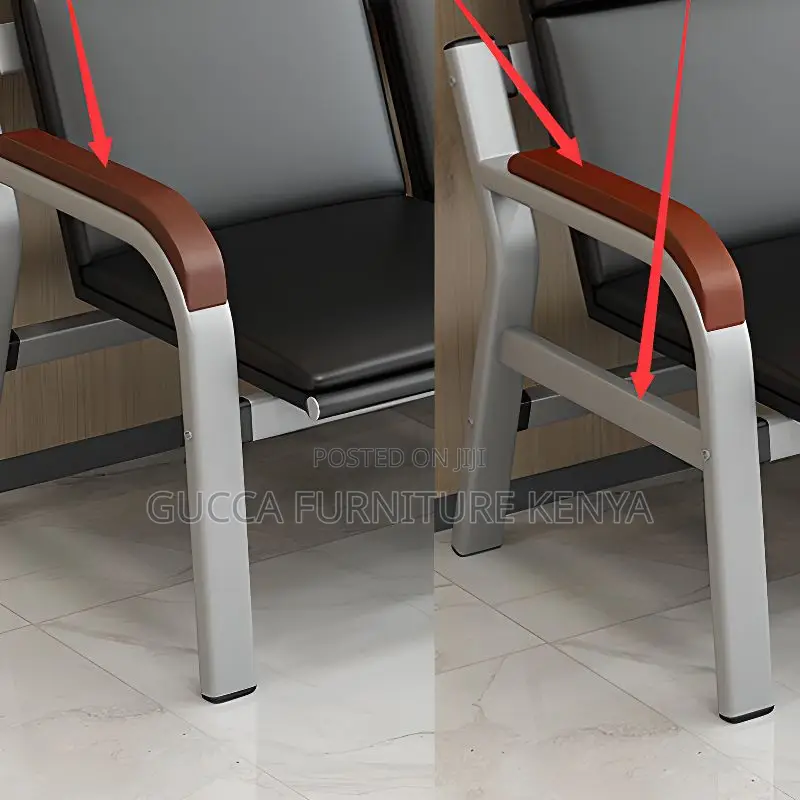 Office Sofa:5-Seater Visitor Sofa With Plush Armrest Padding