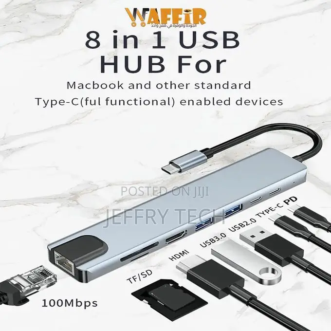 Usb Adapter Type-C to Hdmi , Rj45, Sd/Tf Card, Pd, Thunder
