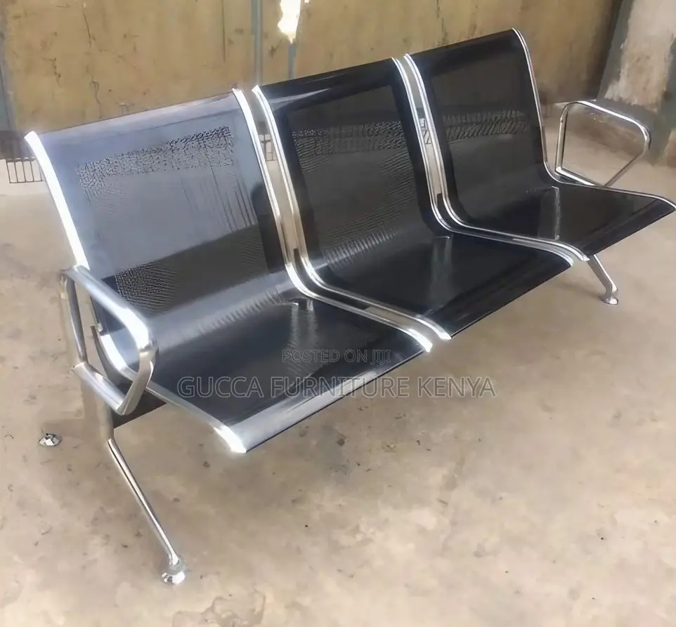Office Bench:Three Seater Reception Bench With Armrest