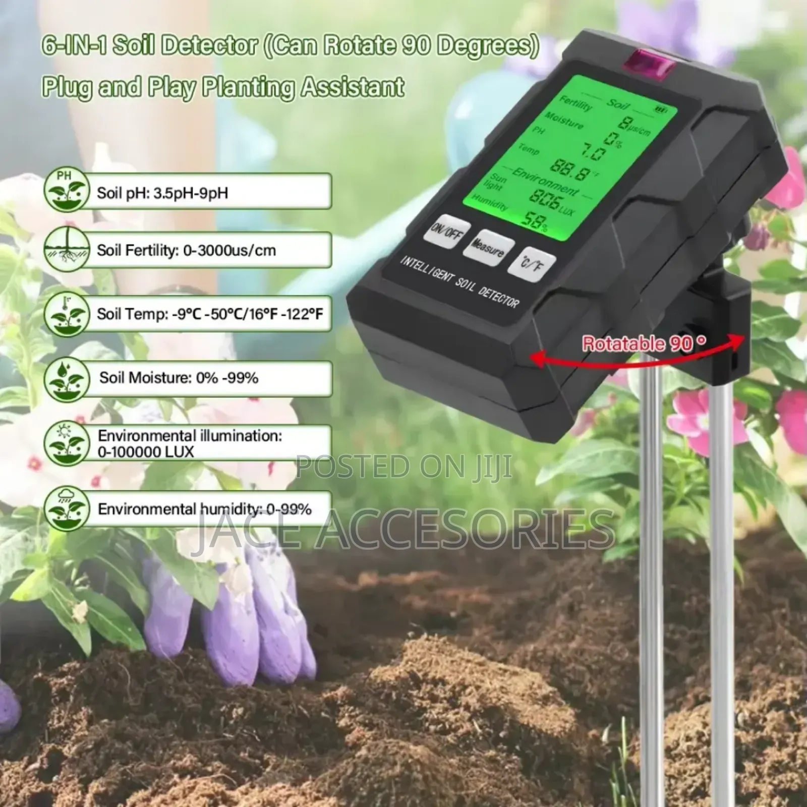 New Soil Tester 6 In 1, Ph,Fertility,Moisture
