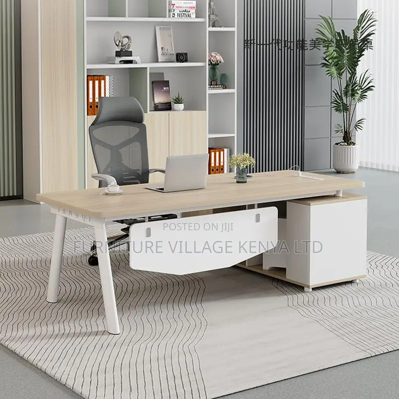 Office Desk:180cm Workstation Desk -Built-in Wire Organizer