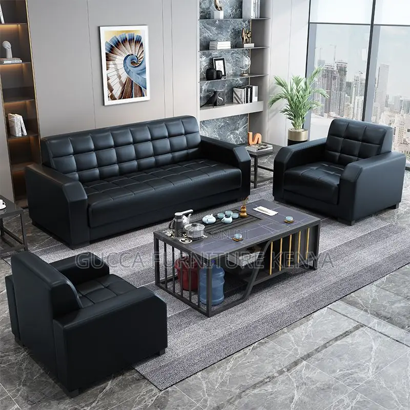 Office Sofa:5-Seater Reception Visitor Sofa With Armrest