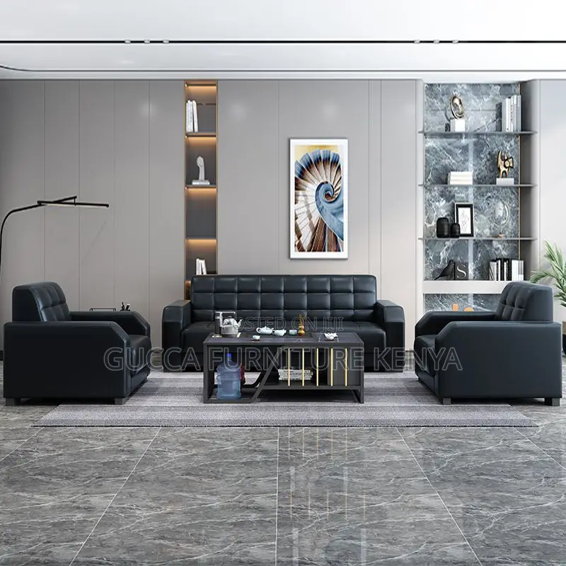 Office Sofa:5-Seater Reception Visitor Sofa With Armrest