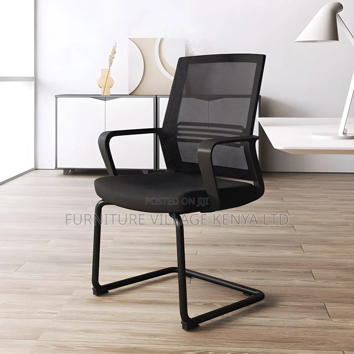 Office Chair:Stationary Conference Chair With Fixed Armrests