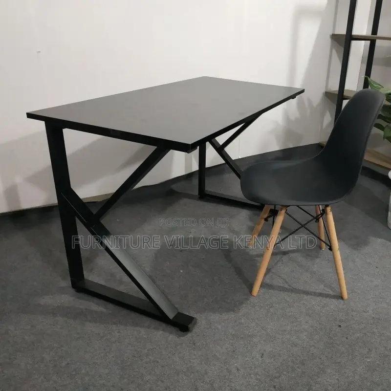 Office Desk: Wood Surface Steel Frame Gaming Station Desk