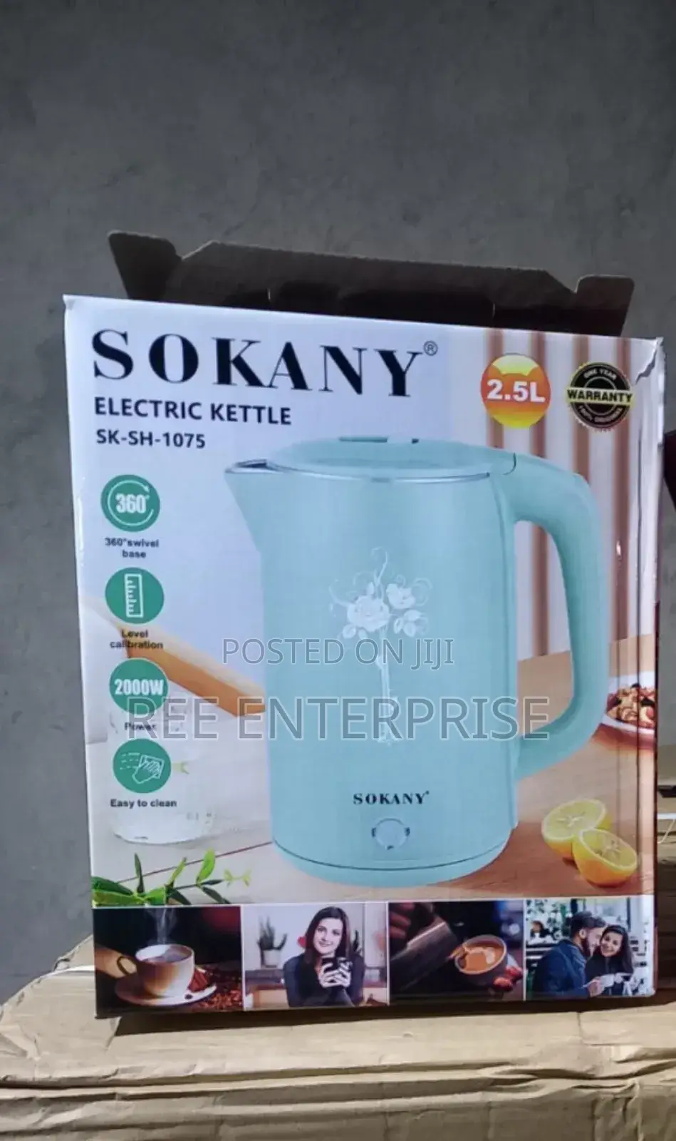 New Model Plastic Coated Sokany Electric Kettle 2.5ltrs