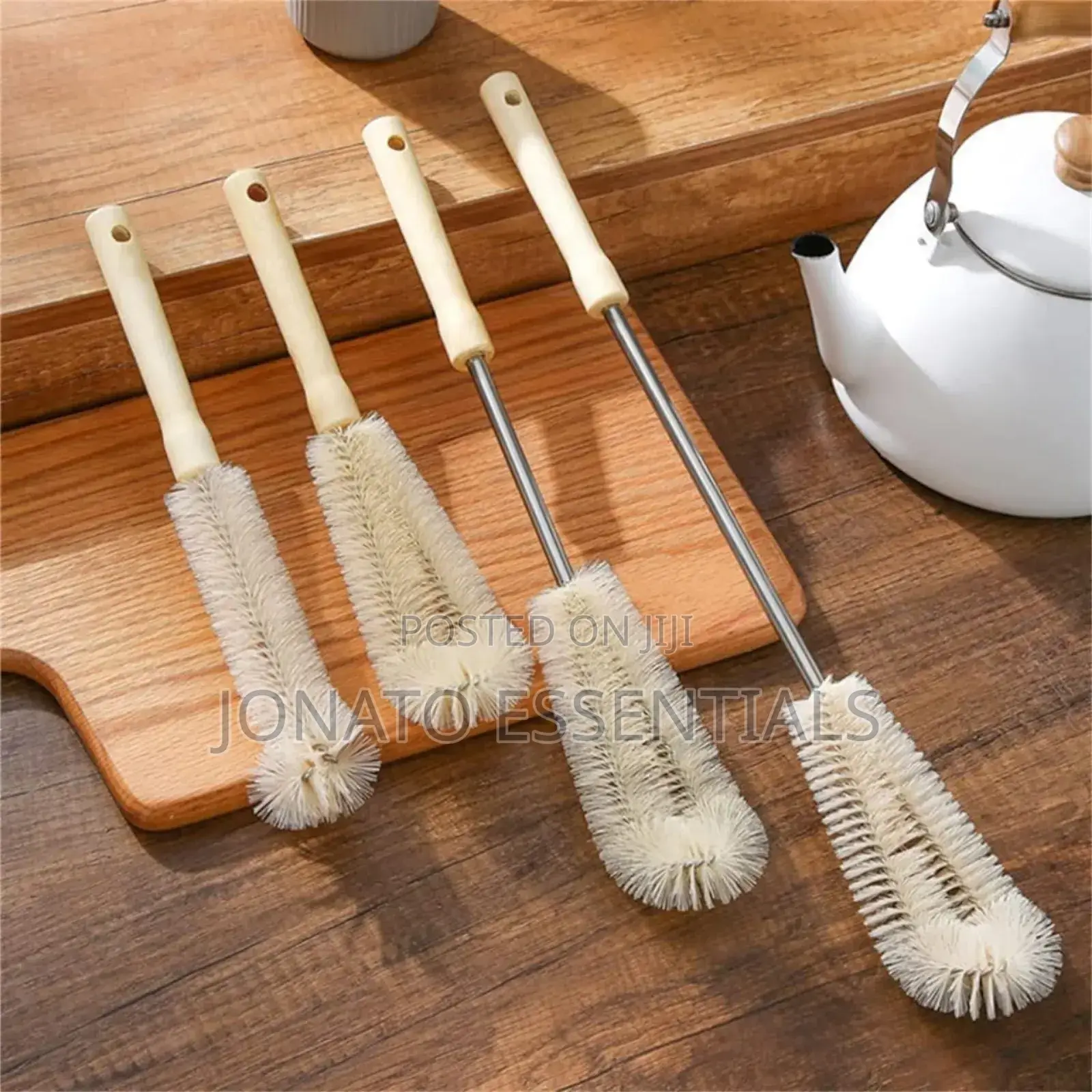 4 Pc Long Wooden Bottle, Cups Cleaning Brushes