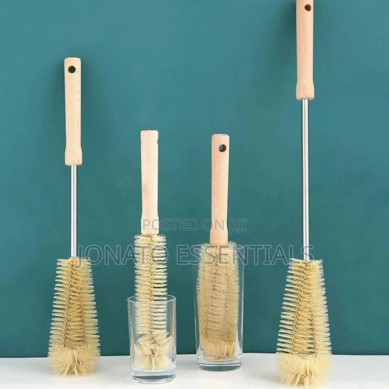 4 Pc Long Wooden Bottle, Cups Cleaning Brushes