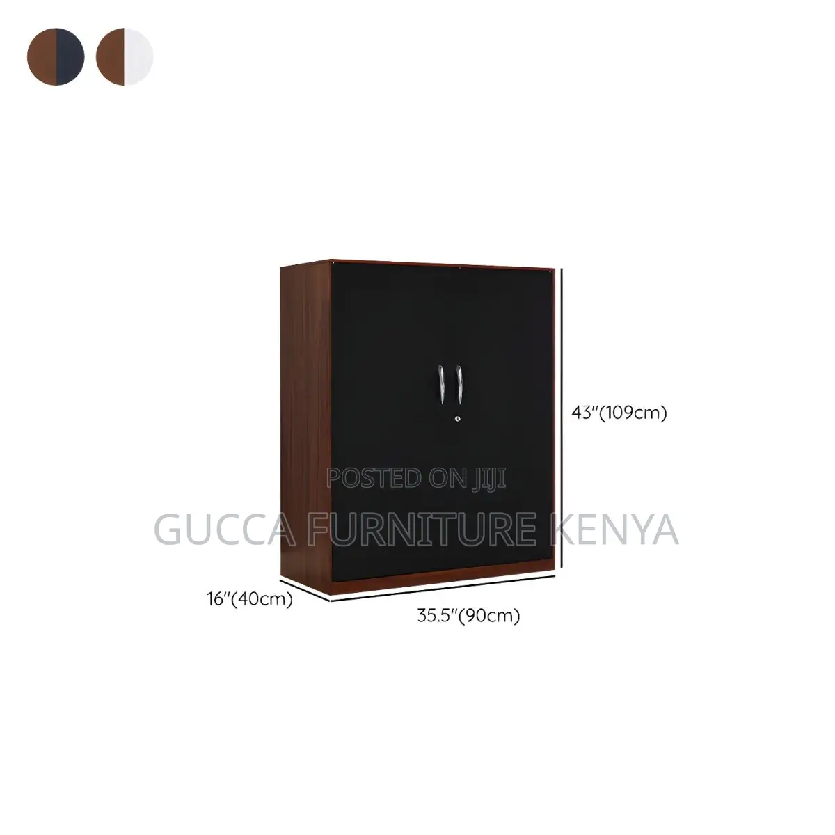 Cabinets: Walnut/ White 2-Door Filling Credenza Cabinet