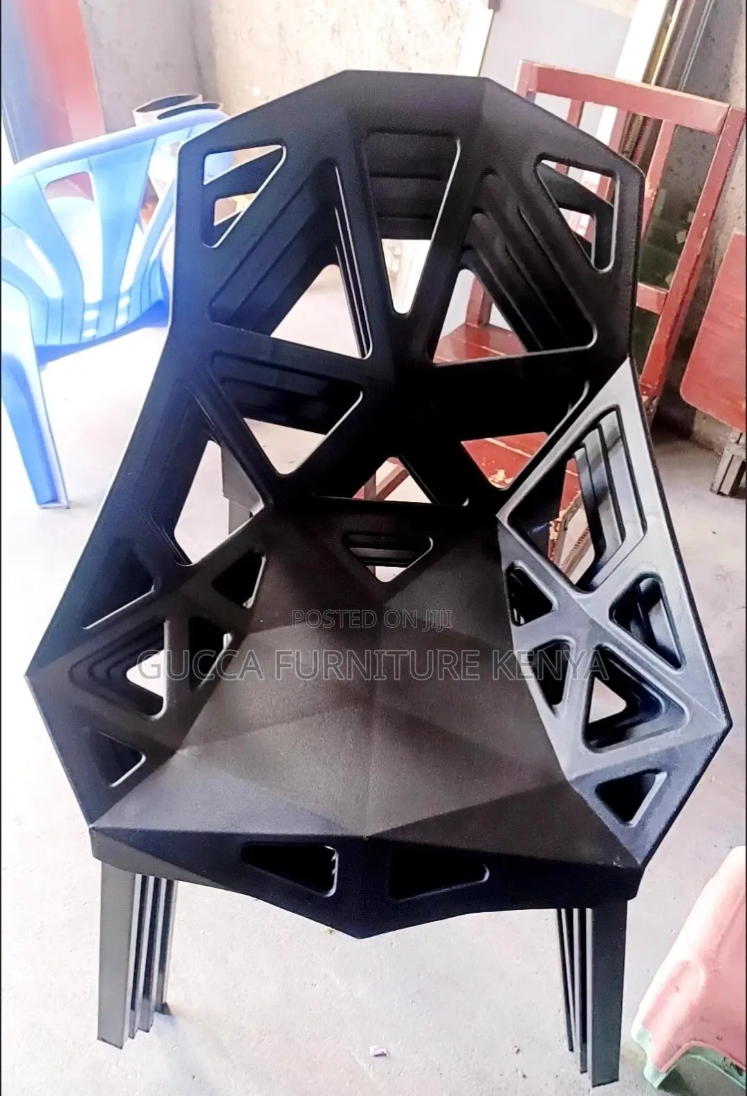 Dining Chair: Hollow Geometric Plastic Dining Office Chair