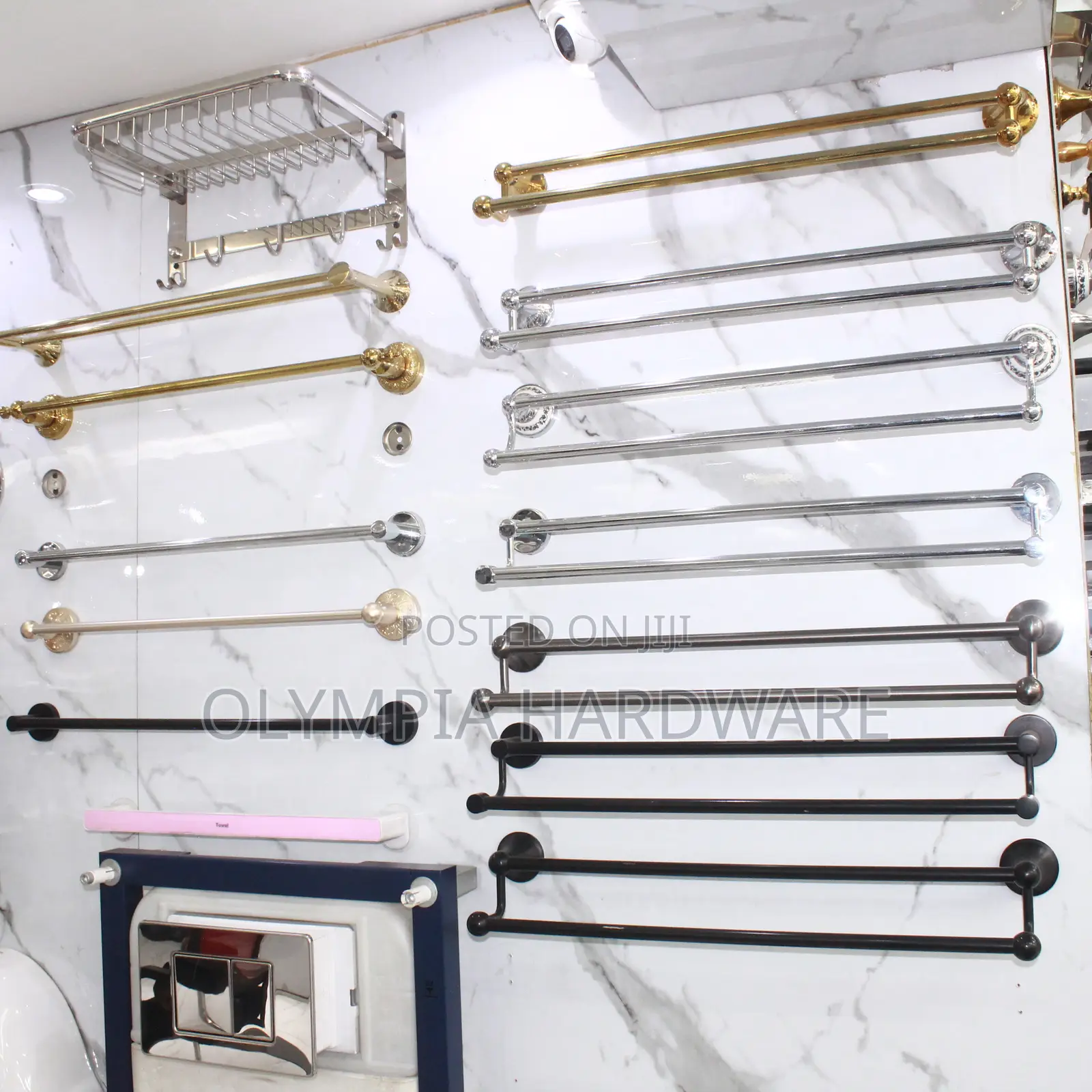 Towel Rail Holder (Black and Silver) Single and Double