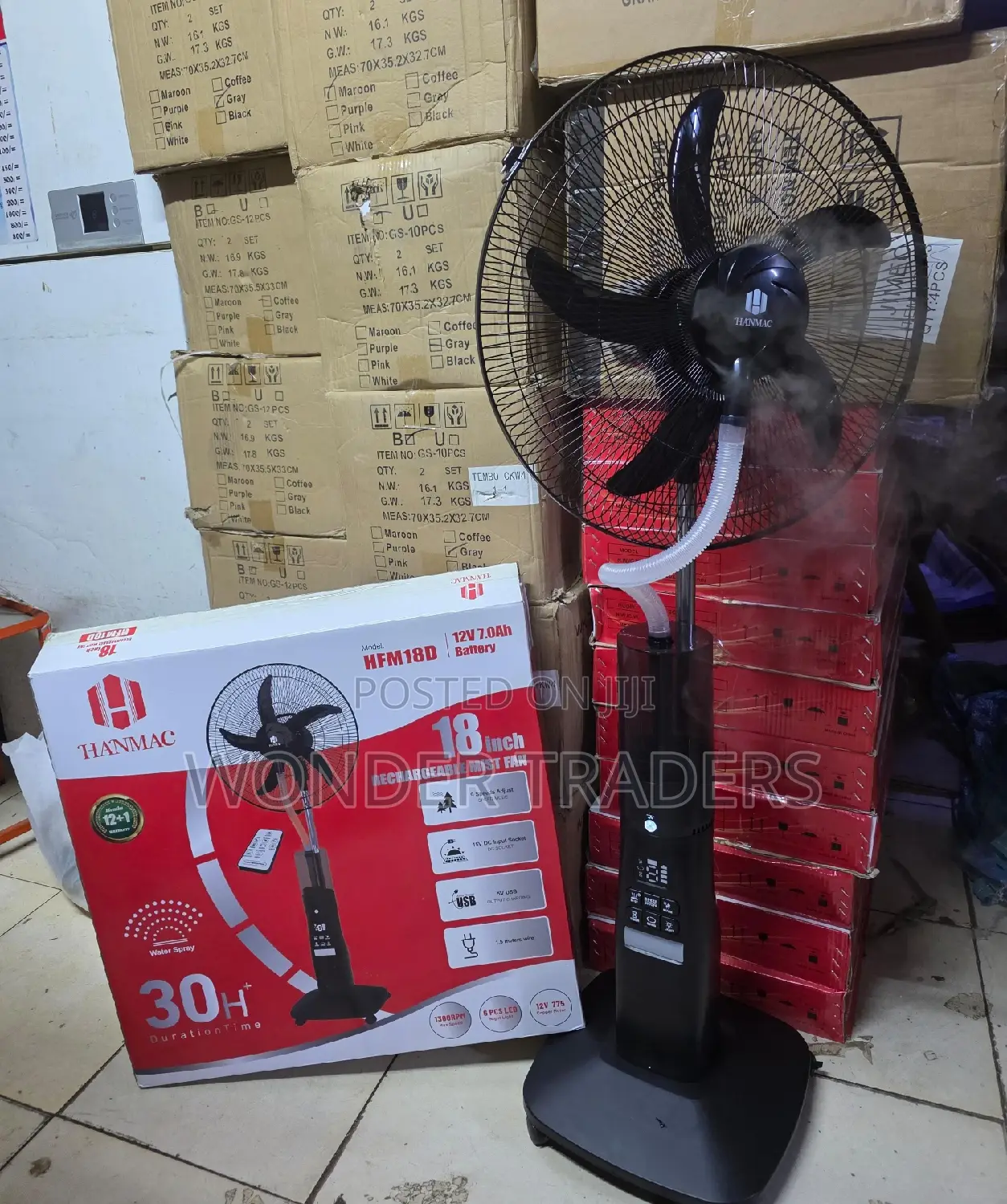 Hanmac Standing Fan 18 Inches Has Humidifier Rechargeable