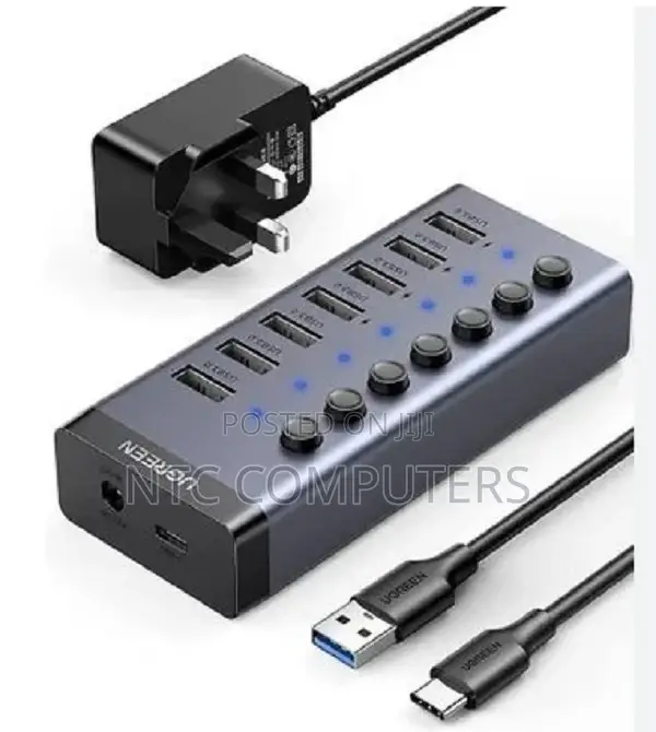 Ugreen Usb 3.0 7-Port Hub-12v2a (Dc: 5.5) Power Supply